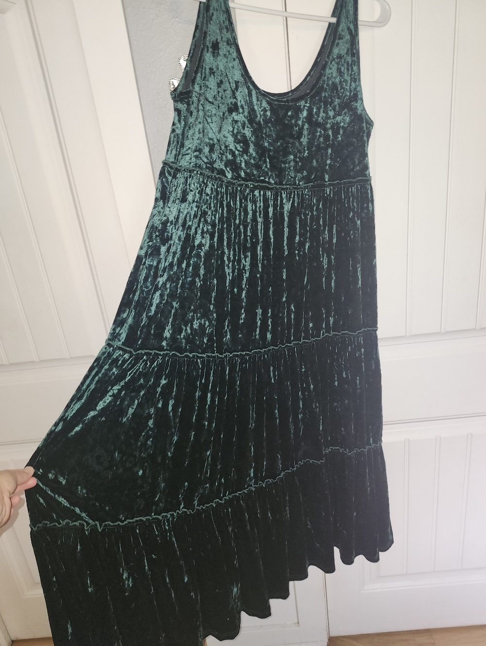 Natural Life Women’s Emerald Green Velvet Tiered Maxi Dress - Picture 4 of 4